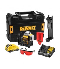 Laser 3 lignes rouge 12V DCE089D1R-QW + 1 batterie 12V 2 Ah + chargeur DEWALT