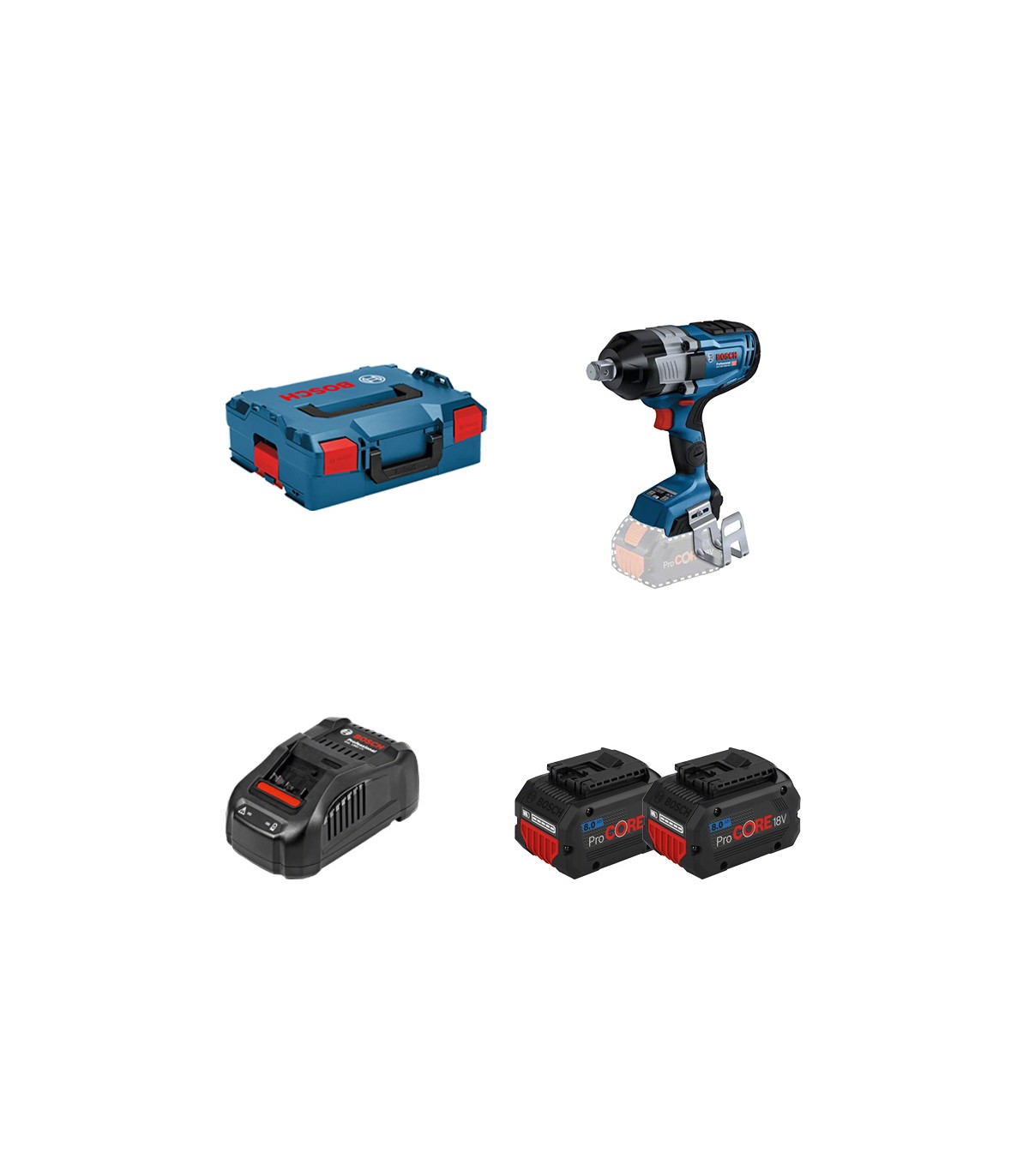 Boulonneuse GDS 18V-1600 HC + 2 batteries ProCORE 18V 8 Ah + 1 chargeur rapide GAL 1880 CV BOSCH