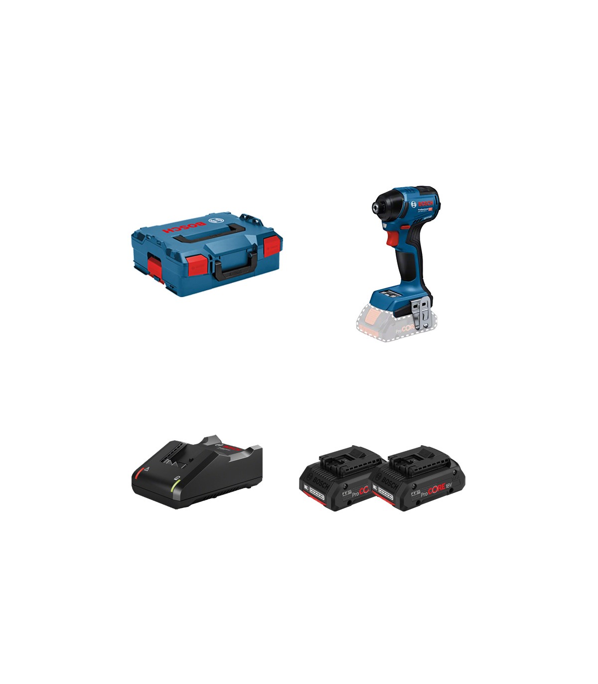 Visseuse à chocs GDR 18V-220 C + 2 batteries ProCORE 18V 4 Ah + 1 chargeur rapide GAL 18V-40 BOSCH