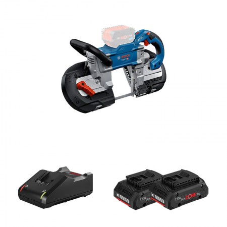 Scie à ruban GCB 18V-127 + 2 batteries ProCORE 18V 4 Ah + 1 chargeur rapide GAL 18V-40 BOSCH