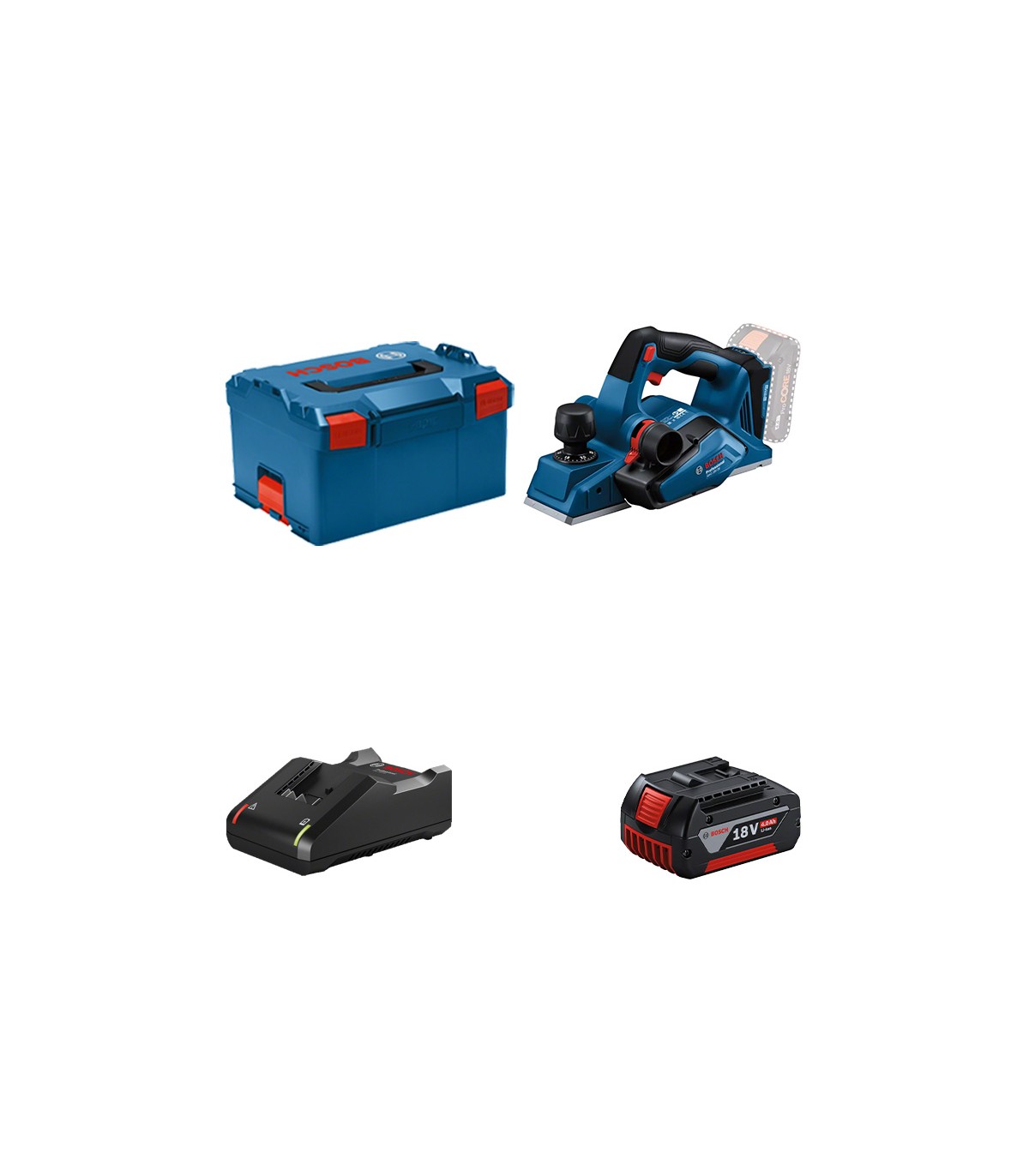 Rabot GHO 18V-26 + 1 batterie GBA 18V 4 Ah + 1 chargeur rapide GAL 18V-40 BOSCH