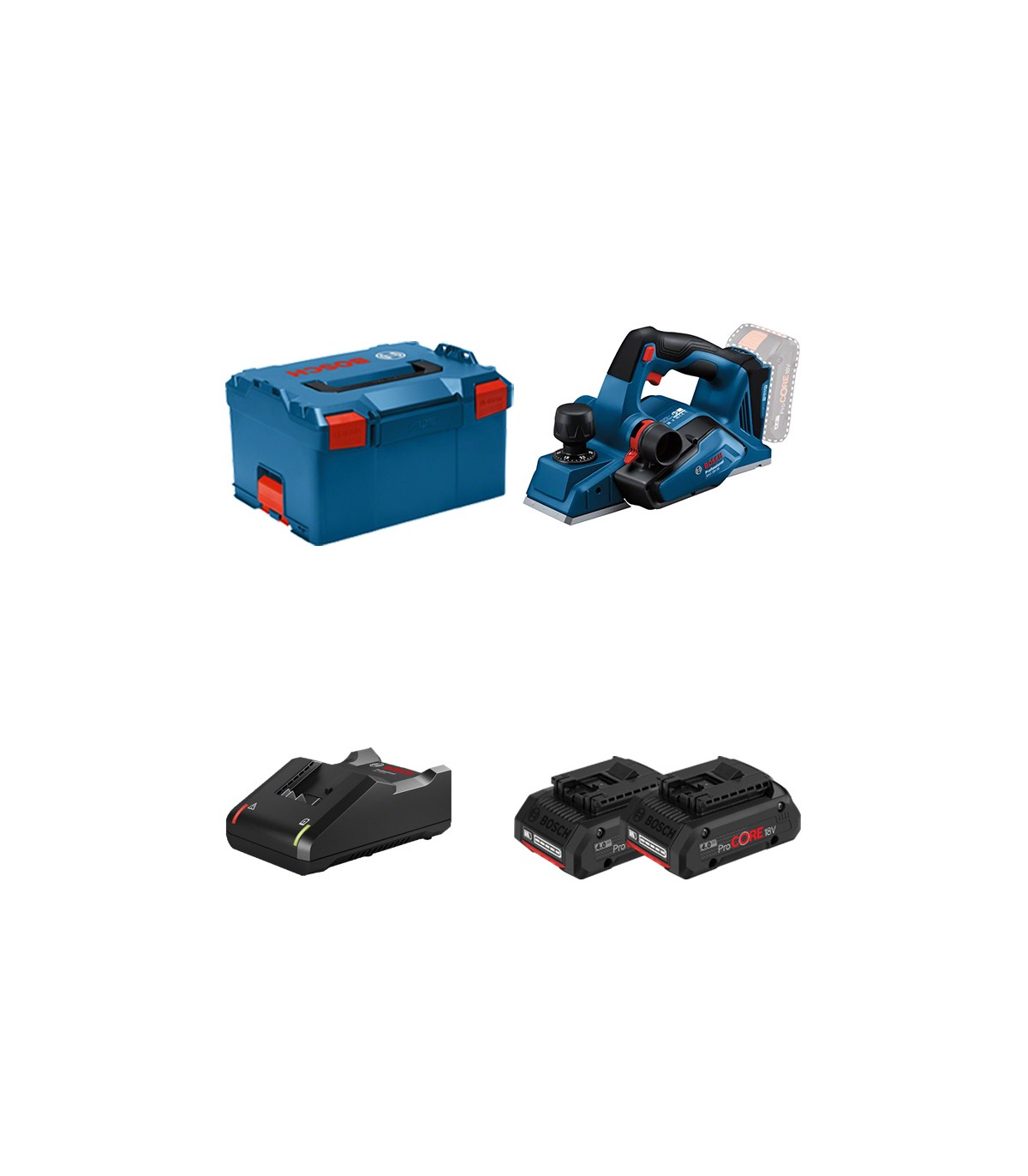 Rabot GHO 18V-26 + 2 batteries ProCORE 18V 4 Ah + 1 chargeur rapide GAL 18V-40 BOSCH