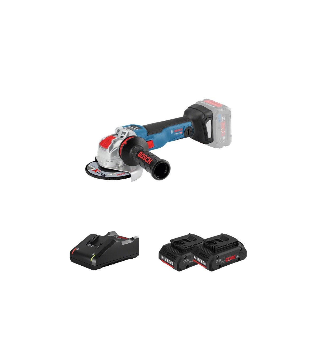 Meuleuse Ø125 mm GWX 18V-10 SC + 2 batteries ProCORE 18V 4 Ah + 1 chargeur GAL 18V-40 BOSCH