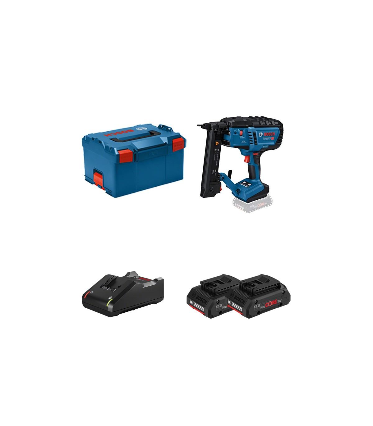Agrafeuse à bois GTH 18V-38 M + 2 batteries ProCORE 18V 4 Ah + 1 chargeur GAL 18V-40 BOSCH