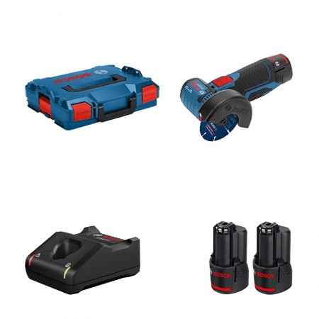 Meuleuse Ø76 mm GWS 12V-76 + 2 batteries 12V 3 Ah + chargeur GAL 12V-40 BOSCH