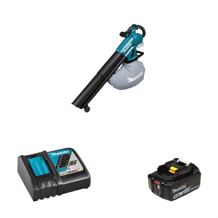 Aspirateur souffleur 18V DUB187Z + 1 batterie BL1850B 18V 5 Ah + 1 chargeur rapide DC18RC MAKITA