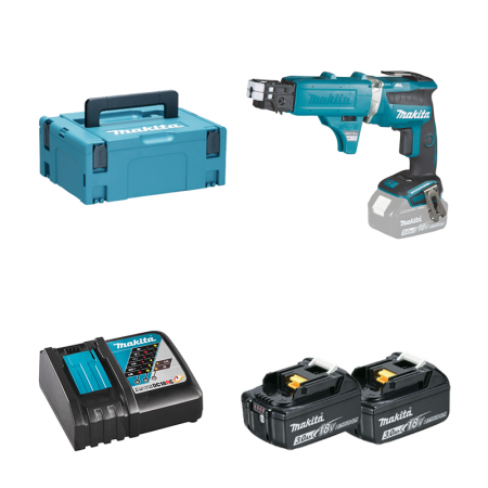 Visseuse automatique à placo 18V DFS452ZJX + chargeur de vis + 2 batteries BL1830B 18V 3 Ah + 1 chargeur rapid