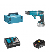 Visseuse automatique à placo 18V DFS452ZJX + chargeur de vis + 1 batterie BL1850B 18V 5 Ah + 1 chargeur rapide DC18RC MAKITA