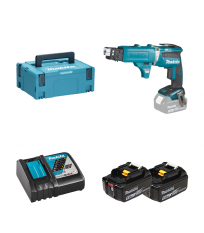 Visseuse automatique à placo 18V DFS452ZJX + chargeur de vis + 2 batteries BL1850B 18V 5 Ah + 1 chargeur rapide DC18RC MAKITA