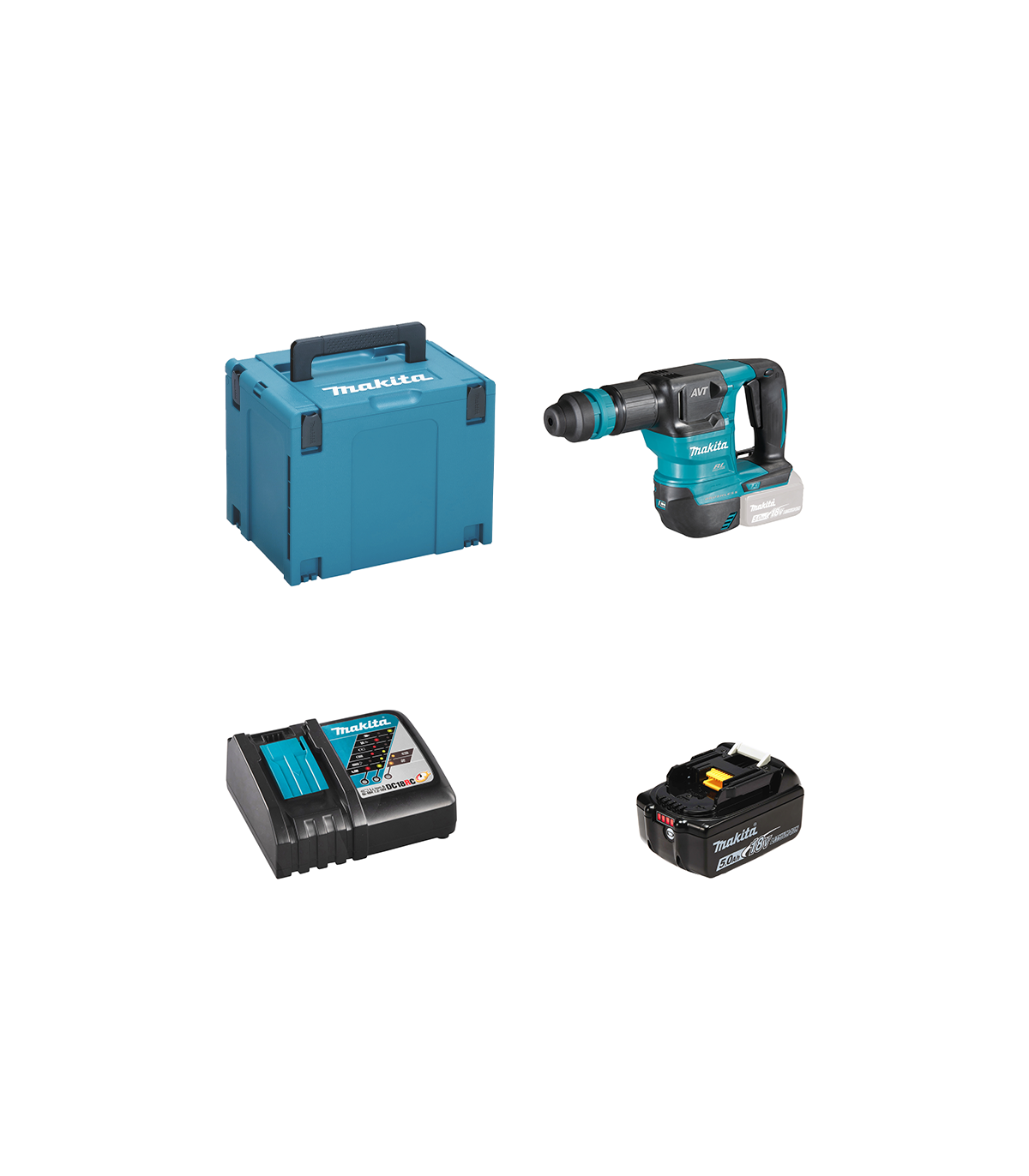 Burineur SDS-Plus DHK180ZJ + 1 batterie BL1850B 18V 5 Ah + 1 chargeur rapide DC18RC MAKITA