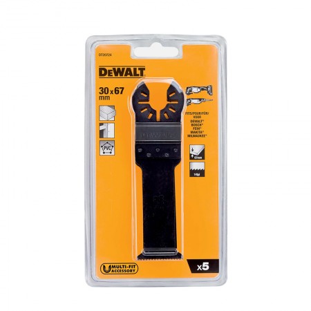 Lot de 5 lames 30x67 mm pour multi-cutter Bois dur DEWALT
