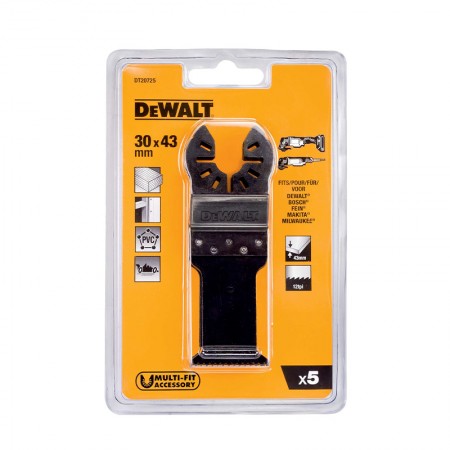 Lot de 5 lames 30x43 mm pour multi-cutter Bois DEWALT