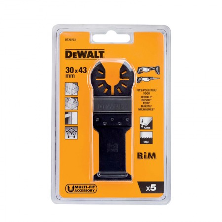 Lot de 5 lames 30x43 mm pour multi-cutter Bois DEWALT