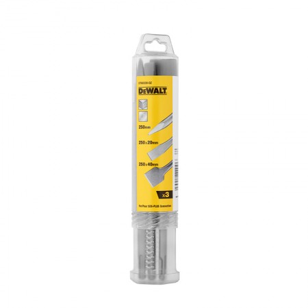 Pack de 2 burins plats et d'une pointe SDS-Plus DEWALT