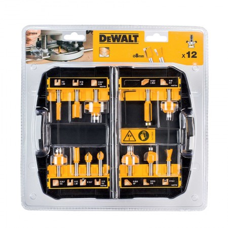 Coffret de 12 fraises de défonceuse 8mm DEWALT