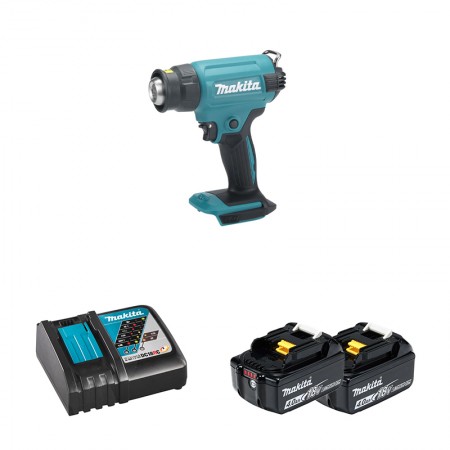 Décapeur thermique 18V DHG180Z + 2 batteries BL1850B 18V 5 Ah + 1 chargeur DC18RC MAKITA
