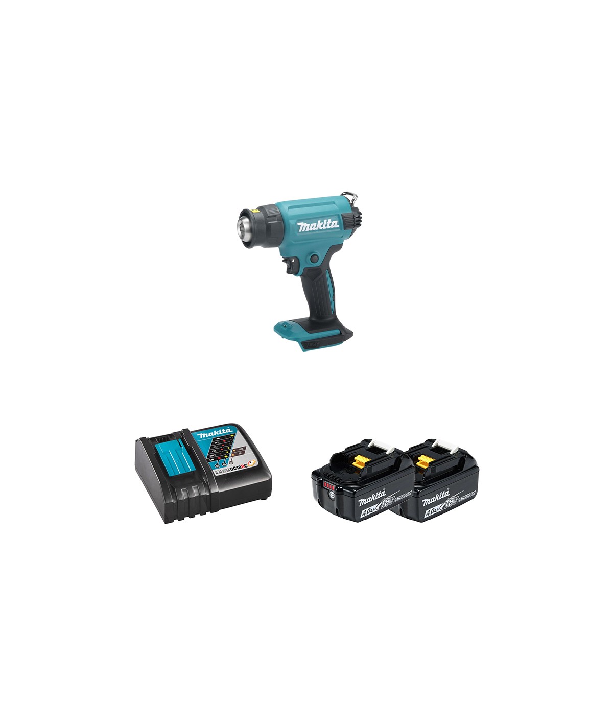 Décapeur thermique 18V DHG180Z + 2 batteries BL1850B 18V 5 Ah + 1 chargeur DC18RC MAKITA
