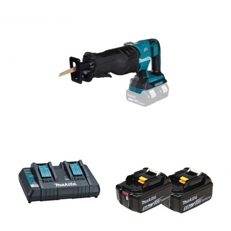 Scie sabre 2x18V DJR360Z + 2 batteries BL1850B 18V 5 Ah + 1 chargeur double DC18RD MAKITA