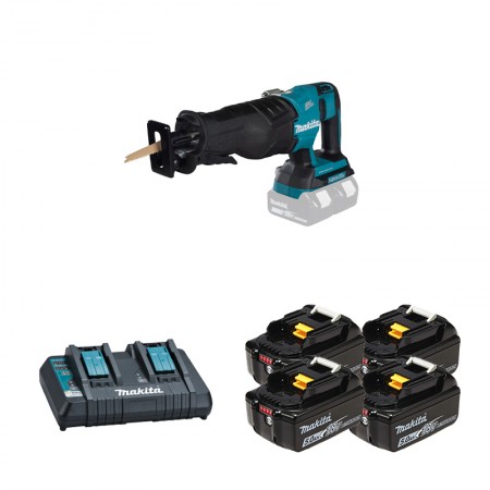 Scie sabre 2x18V DJR360Z + 4 batteries BL1850B 18V 5 Ah + 1 chargeur double DC18RD MAKITA