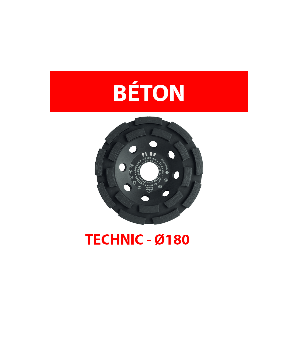 Plateau de surfaçage diamant Ø180 Béton TECHNIC PL BV SAMEDIA