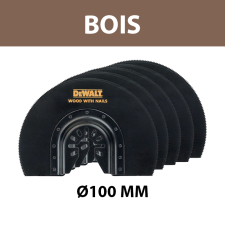 Lot de 5 lames Ø100 mm moyeu déporté pour multi-cutter Bois DEWALT