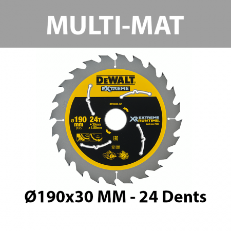 Lame de scie circulaire XR Runtime Multi-matériaux Ø190 mm DEWALT