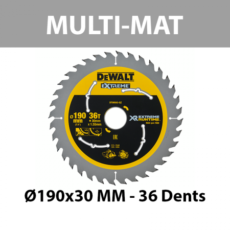 Lame de scie circulaire XR Runtime Multi-matériaux Ø190 mm DEWALT