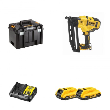 Cloueur de finition 18 Ga 18V DCN680NT-XJ + 2 batteries 18V 2 Ah + 1 chargeur DCB112-QW DEWALT