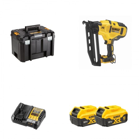Cloueur de finition 18 Ga 18V DCN680NT-XJ + 2 batteries 18V 5 Ah + 1 chargeur DCB1104-QW DEWALT