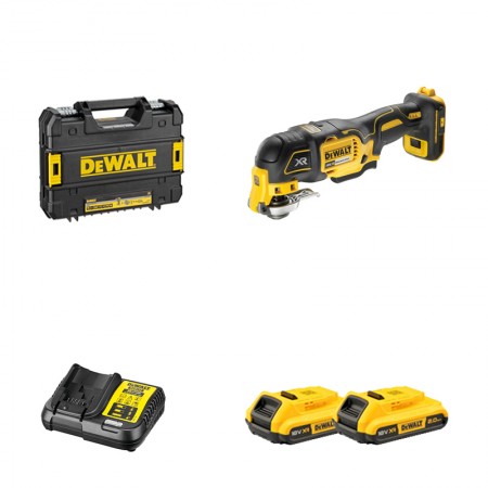 Outil Multifonction DCS356NT-XJ + 2 batteries 18V 2 Ah + chargeur DCB112-QW DEWALT