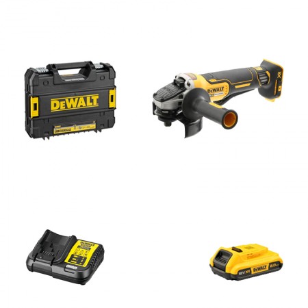 Meuleuse Ø125 mm DCG406NT-XJ + 1 batterie 18V 2 Ah + 1 chargeur DCB112-QW DEWALT