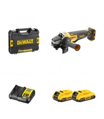 Meuleuse Ø125 mm DCG406NT-XJ + 2 batteries 18V 2 Ah + 1 chargeur DCB112-QW DEWALT