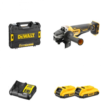 Meuleuse Ø125 mm DCG406NT-XJ + 2 batteries 18V 2 Ah + 1 chargeur DCB112-QW DEWALT