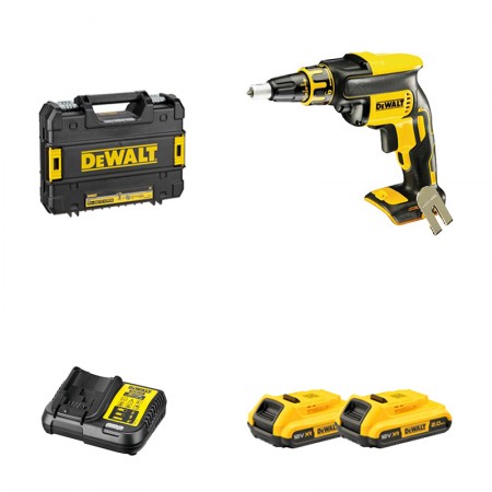 Visseuse à plâtre 18V DCF620NT-XJ + 2 batteries 18V 2 Ah + chargeur DCB112-QW DEWALT