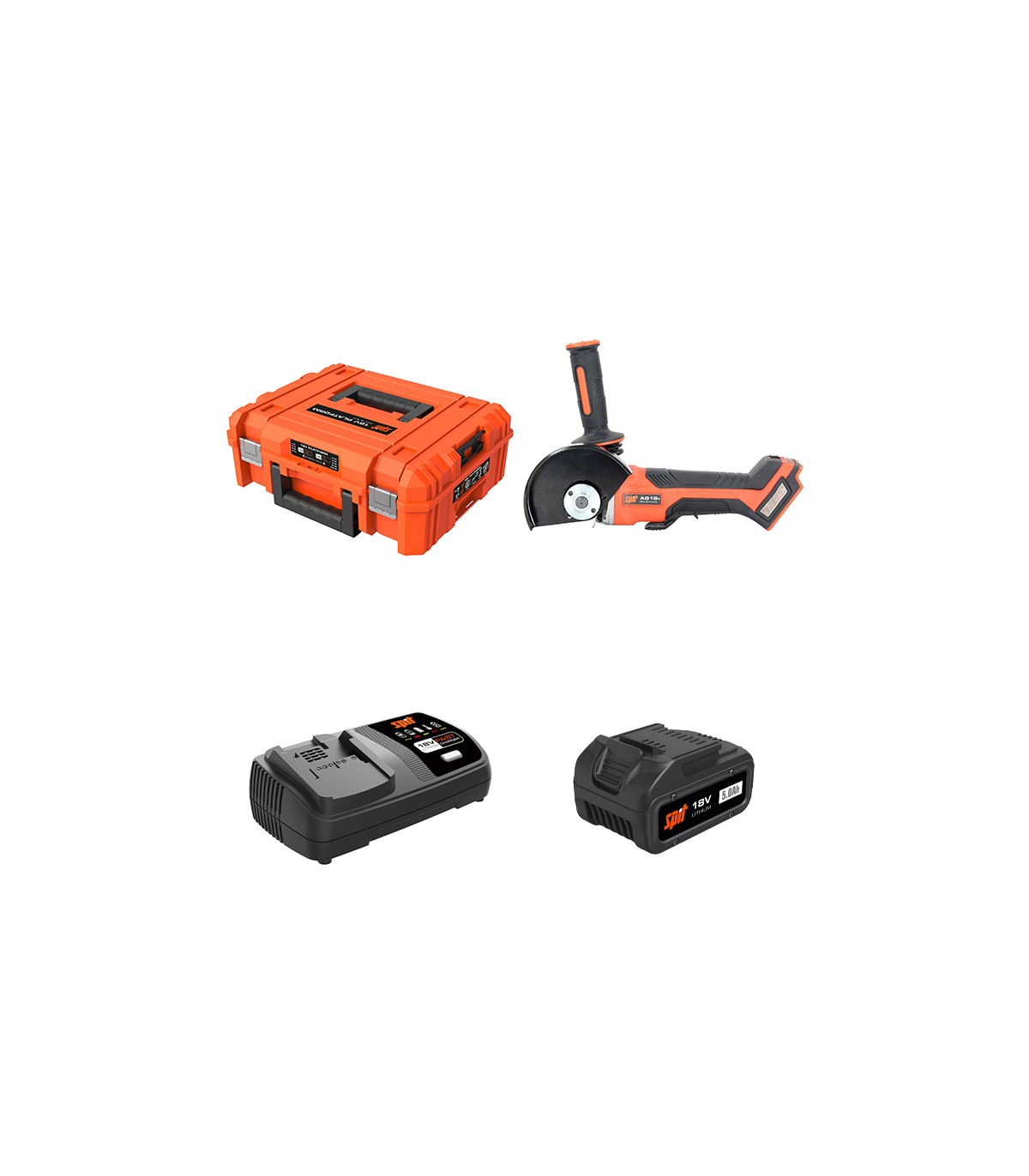 Meuleuse d'angle Ø125 AG18+ 18V + 1 batterie 18V 5 Ah + chargeur rapide SPIT