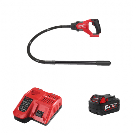 Aiguille vibrante 18V M18 1,2m + 1 batterie 18V 5 Ah + chargeur M12-18FC MILWAUKEE