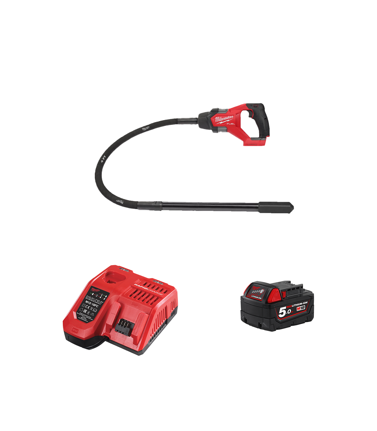Aiguille vibrante 18V M18 1,2m + 1 batterie 18V 5 Ah + chargeur M12-18FC MILWAUKEE