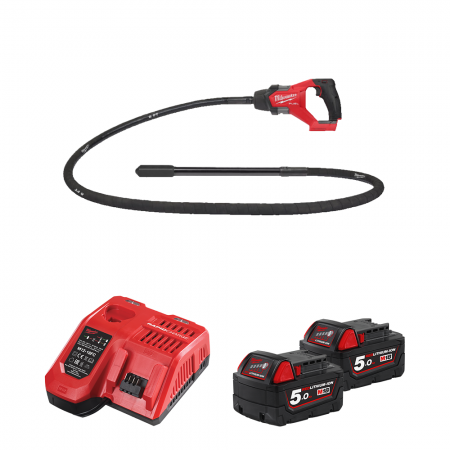 Aiguille vibrante 18V M18 FCVN24-0 + 2 batteries 18V 5 Ah + chargeur M12-18FC MILWAUKEE