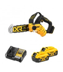 Tronçonneuse élagueuse 18V DCMPS520N-XJ + 2 batteries 18V 5 Ah + chargeur DCB1104-QW DEWALT