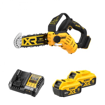 Tronçonneuse élagueuse 18V DCMPS520N-XJ + 2 batteries 18V 5 Ah + chargeur DCB1104-QW DEWALT