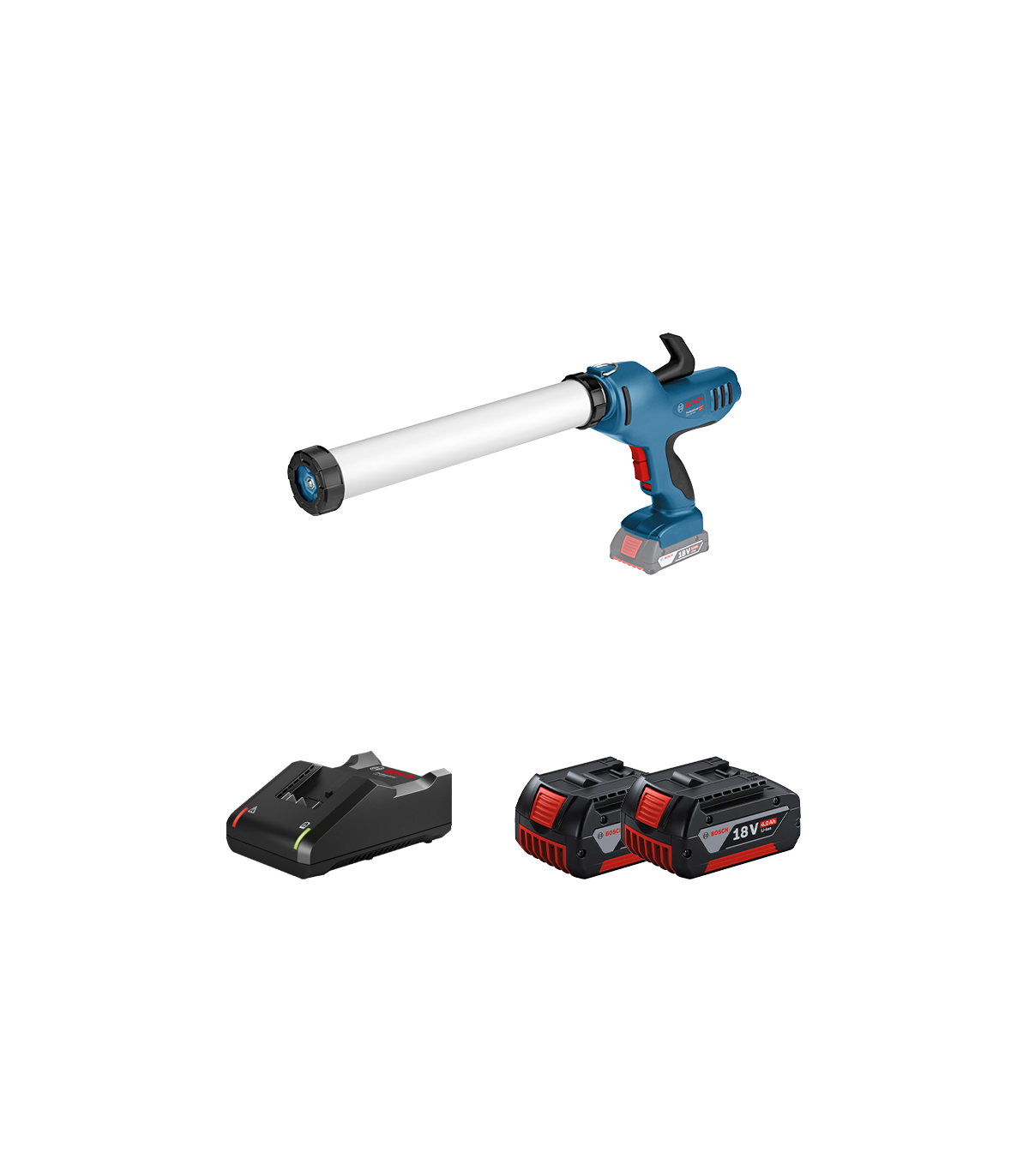 Pistolet à mastic GCG 18V-600 + 2 batteries GBA 18V 4 Ah + 1 chargeur GAL 18V-40 BOSCH