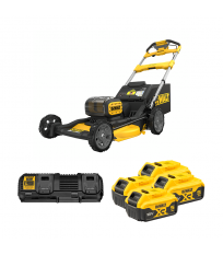 Tondeuse 2 x 18V DCMWSP156N-XJ + 4 batteries 18V 5 Ah + 1 chargeur DCB132-QW  DEWALT