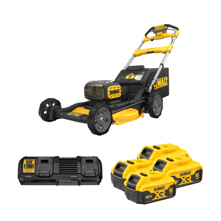 Tondeuse 2 x 18V DCMWSP156N-XJ + 4 batteries 18V 5 Ah + 1 chargeur DCB132-QW  DEWALT