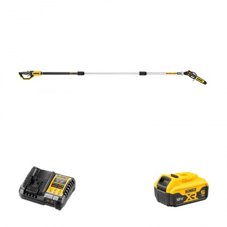 Elagueuse sur perche 18V DCMPS567N-XJ + 1 batterie 18V 5 Ah + 1 chargeur DCB1104-QW DEWALT