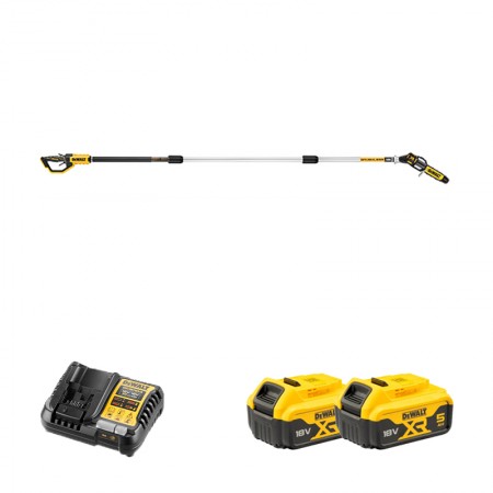 Elagueuse sur perche 18V DCMPS567N-XJ + 2 batteries 18V 5 Ah + 1 chargeur DCB1104-QW DEWALT