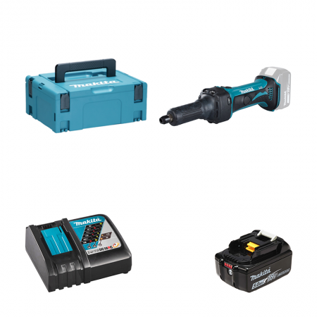 Meuleuse droite 18V DGD800ZJ + 1 batterie 18V 5 Ah + 1 chargeur rapide DC18RC MAKITA
