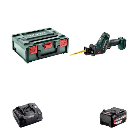 Scie sabre 18V SSE 18 LTX Compact + 1 batterie 18V 5.2 Ah + 1 chargeur rapide ASC 145 METABO