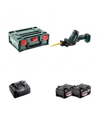 Scie sabre 18V SSE 18 LTX Compact + 2 batteries 18V 5.2 Ah + 1 chargeur rapide ASC 145 METABO