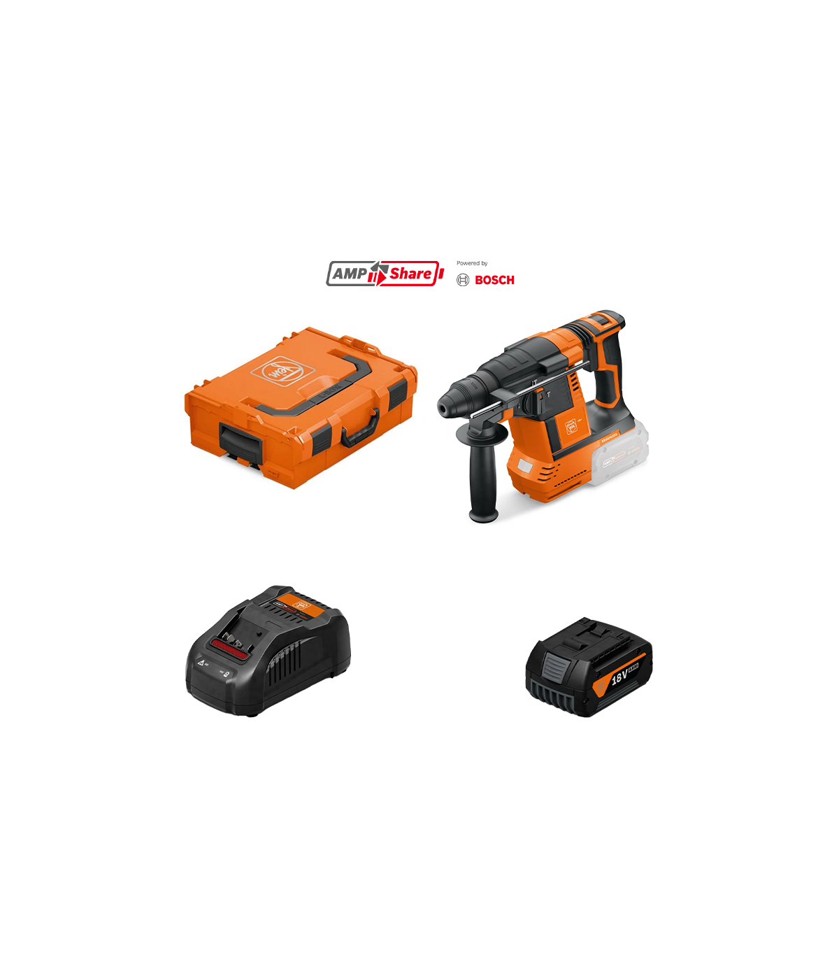 Perforateur burineur 18V ABH 18-26 AS + 1 batterie GBA 18V 4 Ah AS + 1 chargeur rapide GAL 1880 CV AS FEIN