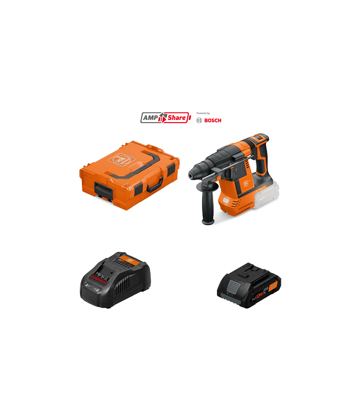 Perforateur burineur 18V ABH 18-26 AS + 1 batterie ProCore 18V 4 Ah AS + 1 chargeur GAL 1880 CV AS FEIN